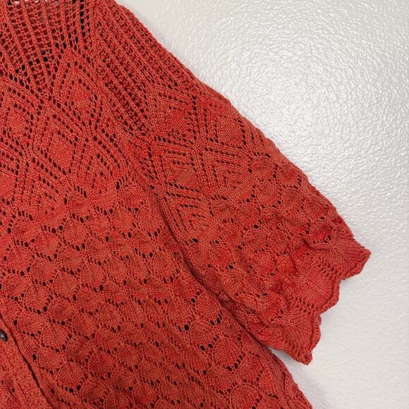 Sundance Jocelyn Cardigan Sweater Womens Large Spiced Coral Short Sleeve NWOT - Picture 6 of 9